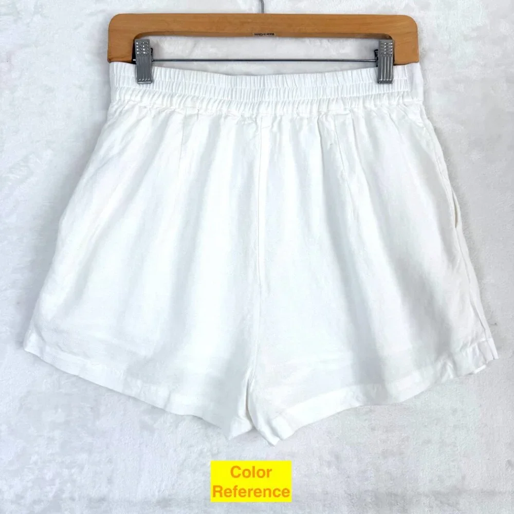 ANTHROPOLOGIE MABLE Aliya Linen Blend Pleated Coastal High Rise Lined Shorts M